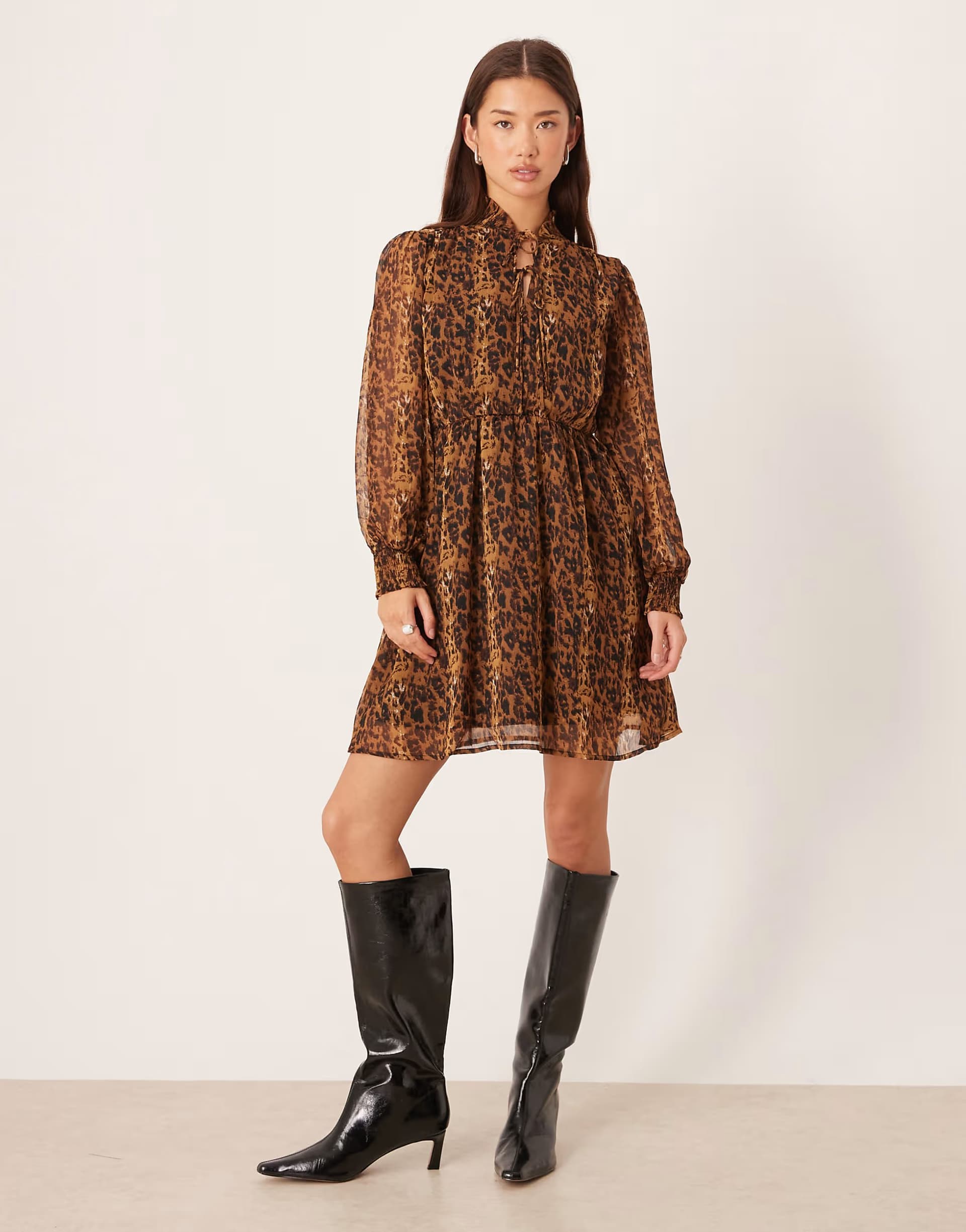 ASOS Vila cap sleeve midi dress in leopard print    