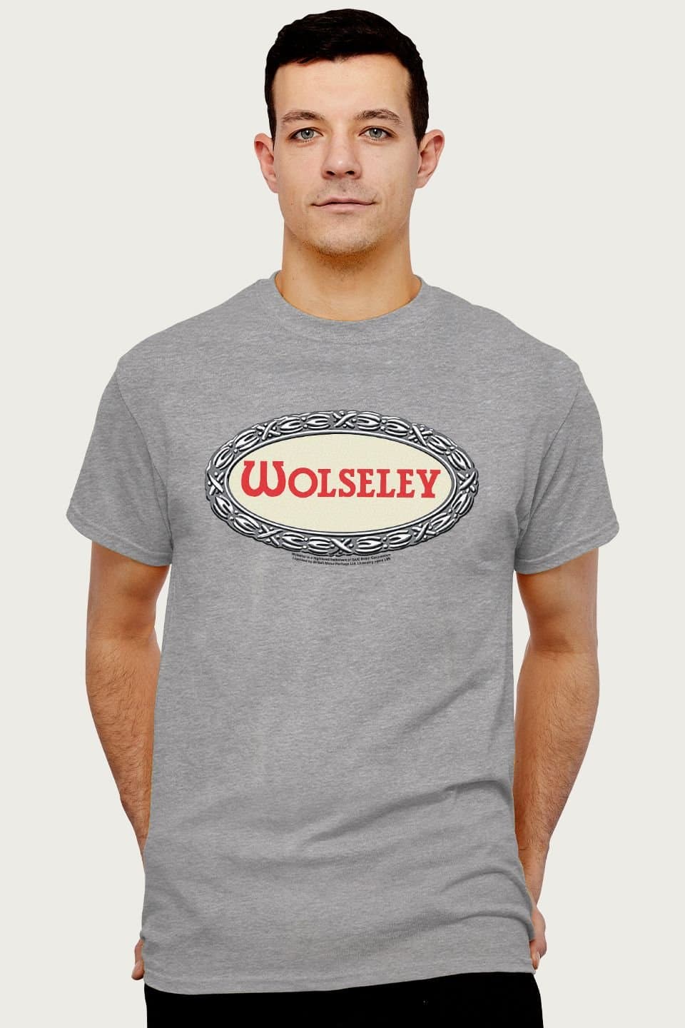 Wolseley Wolseley Men's Motors Retro Badge Logo British Motor Heritage T-Shirt in Mid Grey