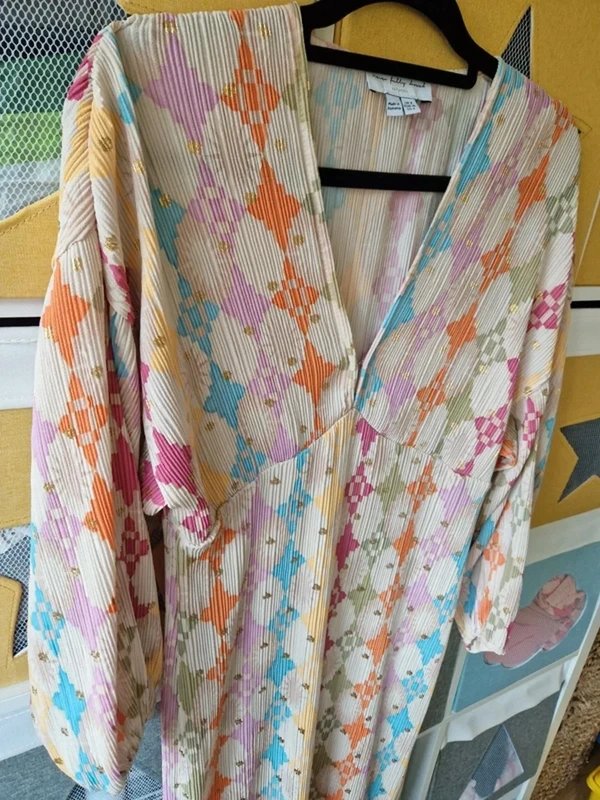 Never Fully Dressed Never fully dressed women's Multi Sun Geo Plisse Emma Dress size 8 - 1