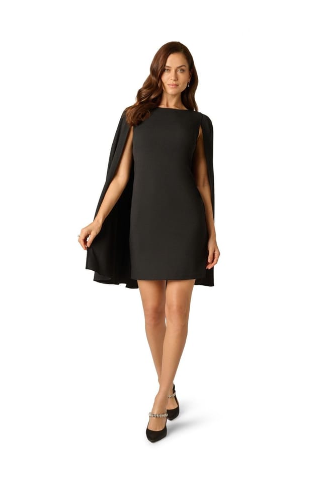 Adrianna Papell Adrianna Papell Women's Structured Cape Sheath in Black - 2
