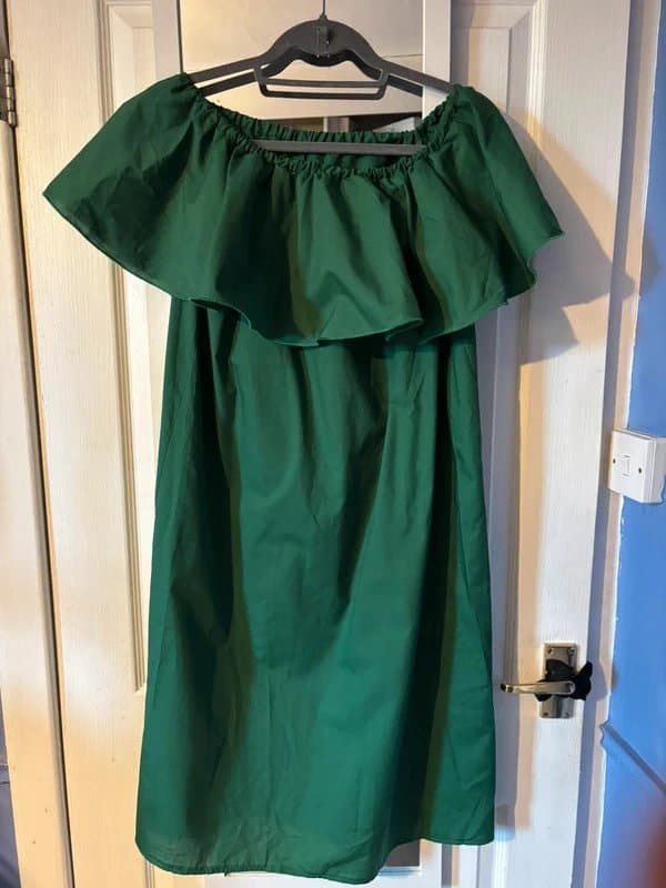 Never Fully Dressed Never Fully Dressed Green Bardot Frill Dress
