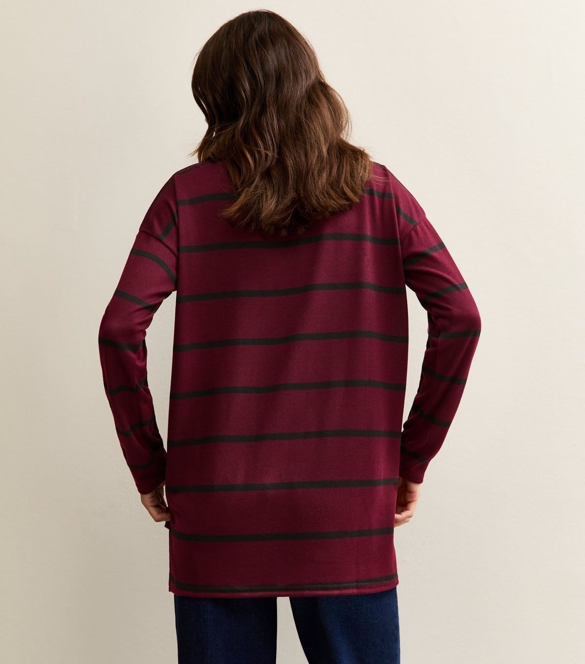New Look Women's Tall Burgundy Long Sleeve Stripe Top New Look - 4