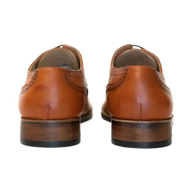 Goor Goor Men's 4 Eye Leather Lined Brogue Gibson Shoe in Tan - 2