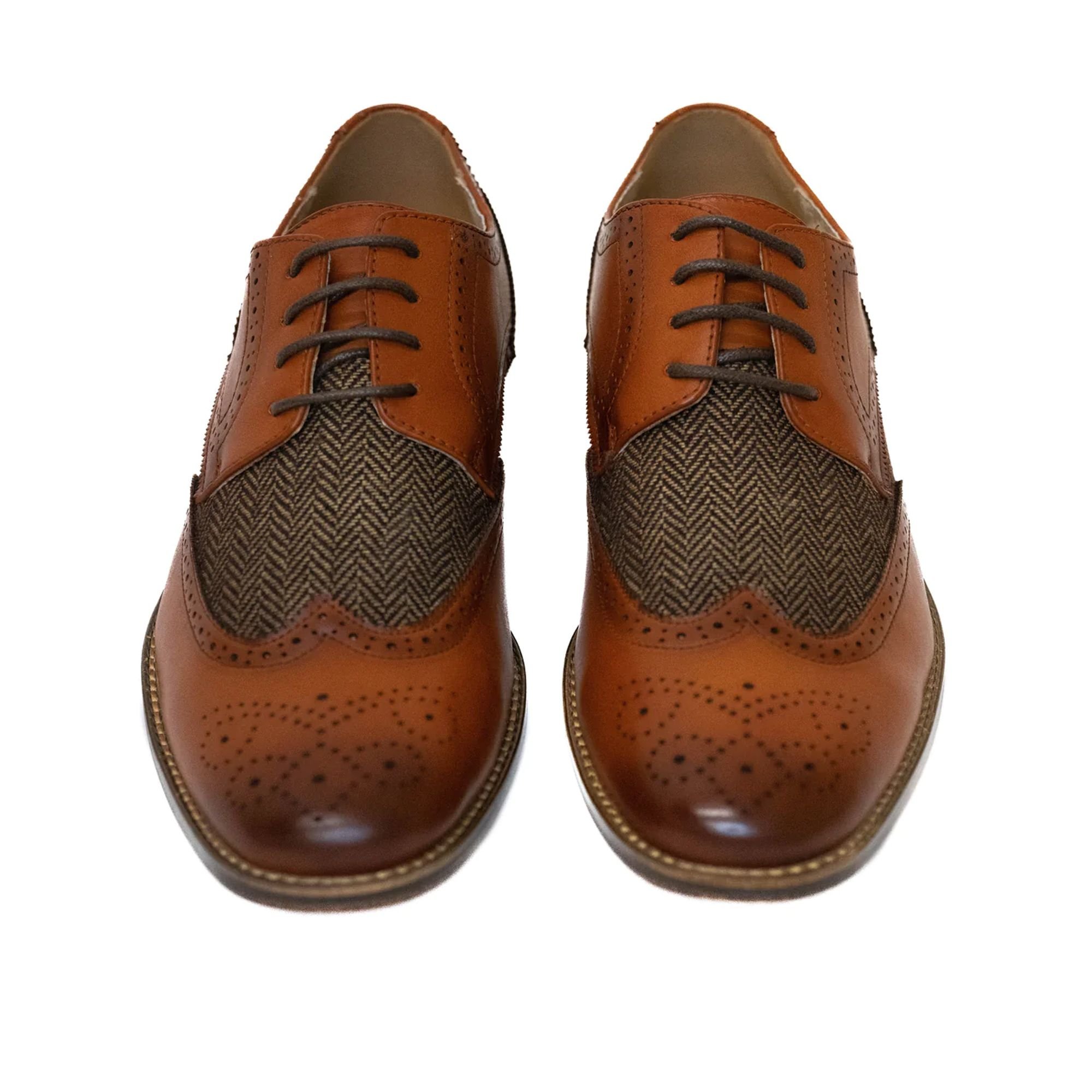 Goor Goor Men's 4 Eye Leather Lined Brogue Gibson Shoe in Tan - 3