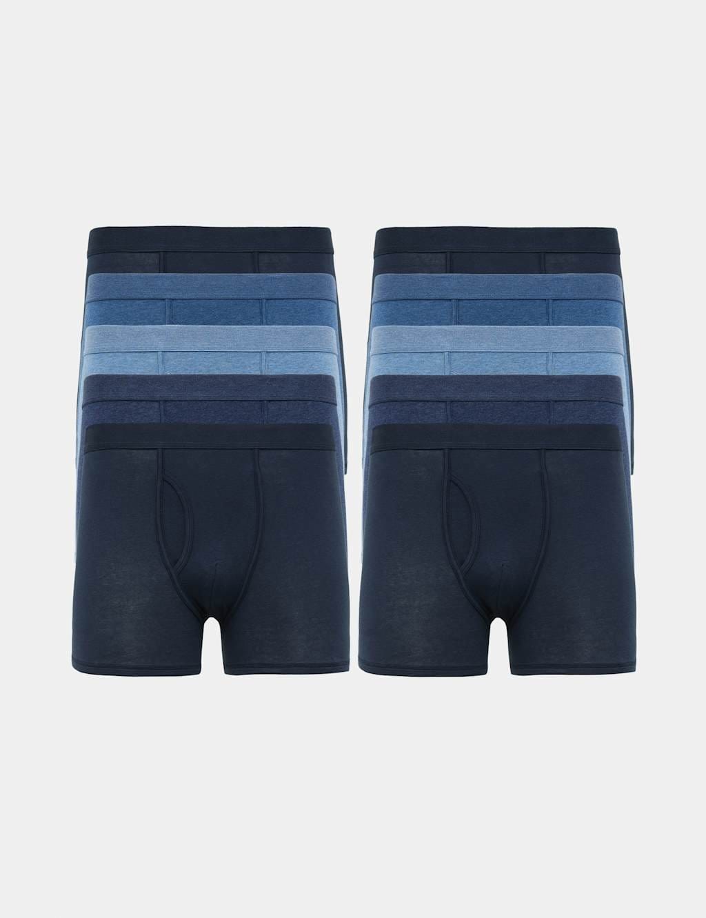 Marks & Spencer M&S 10 Pack Cotton Rich Cool & Fresh™ Trunks Navy Mix - 1