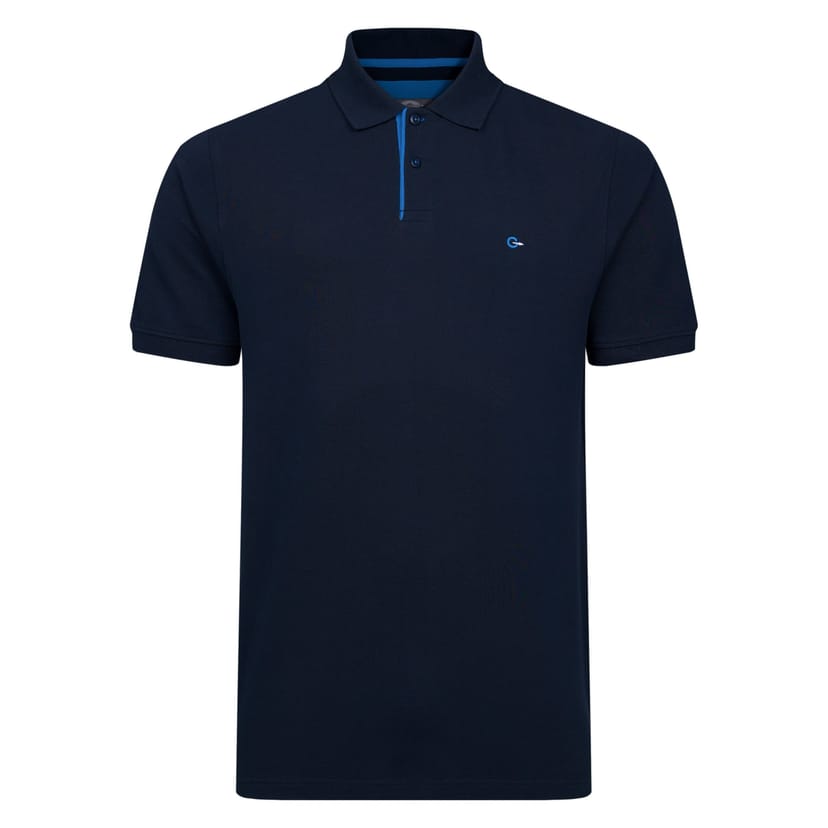 Peter Gribby Peter Gribby Men's Mens Short Sleeve Solid Colour Pique Polo in Navy - 1