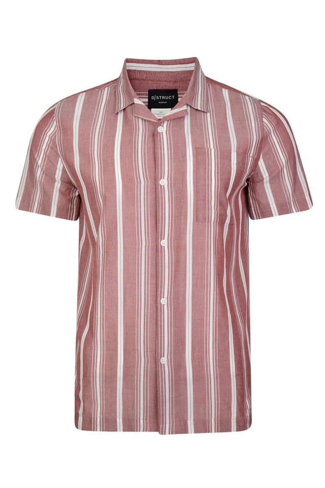 Little Nooks Little Nooks Men's Bari Stripe Short Sleeve Shirt in Light Red - 2