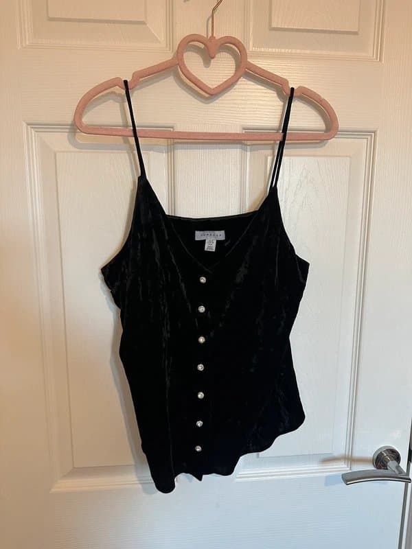Topshop topshop black velvet top