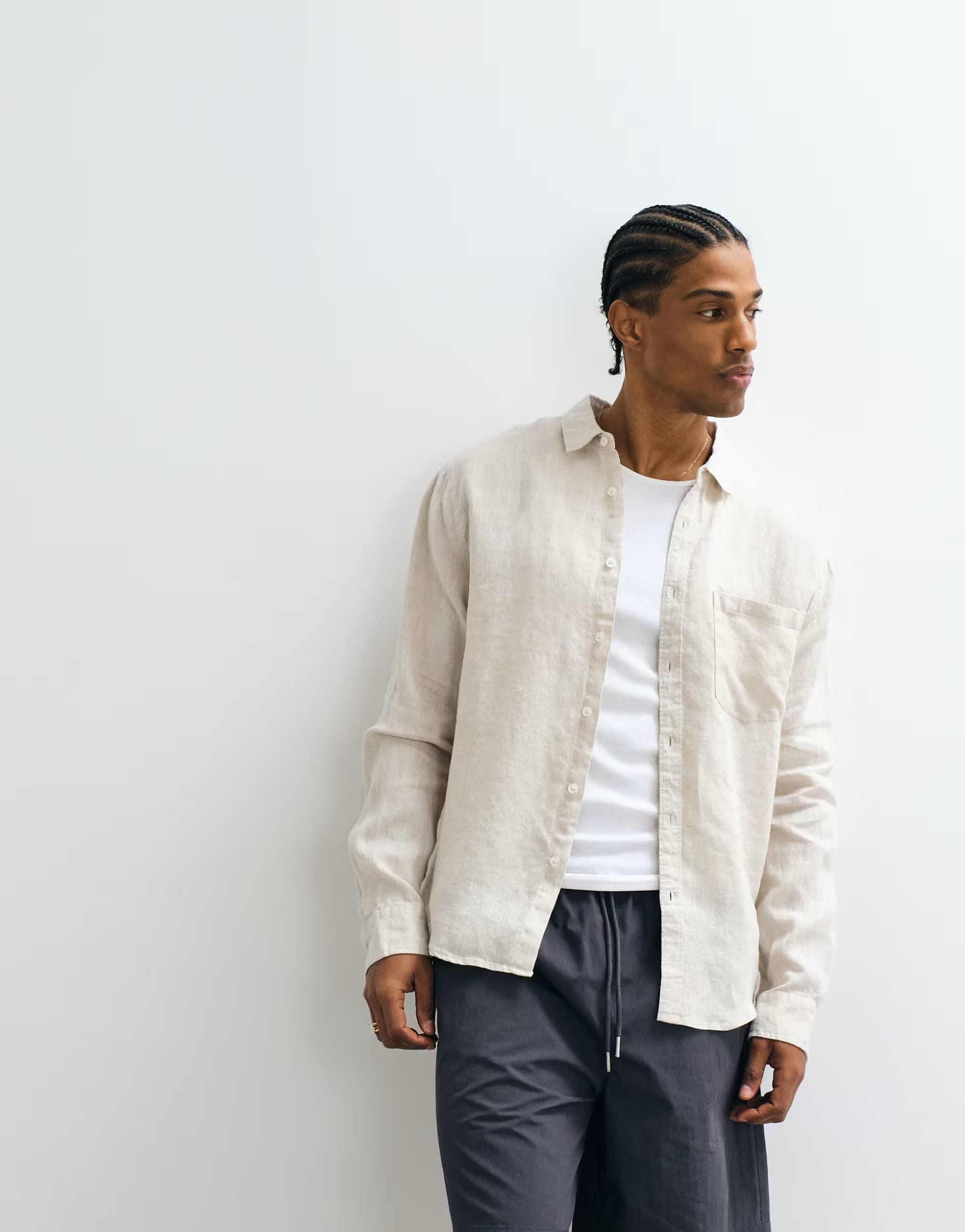 ASOS Cotton On relaxed linen long sleeve shirt in oatmeal