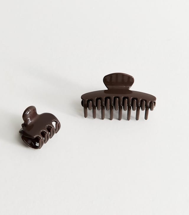 New Look Dark Brown Pack Of 2 Hair Claw Clips New Look - 2