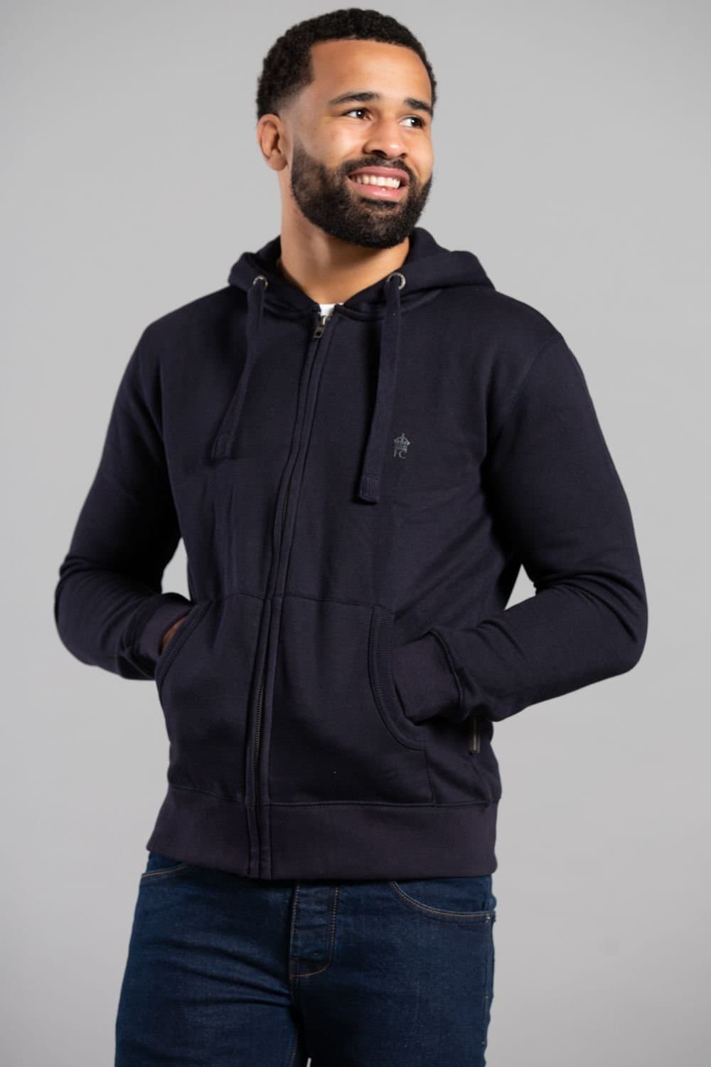 French Connection French Connection Men's Cotton Blend Zip Hoody in Navy