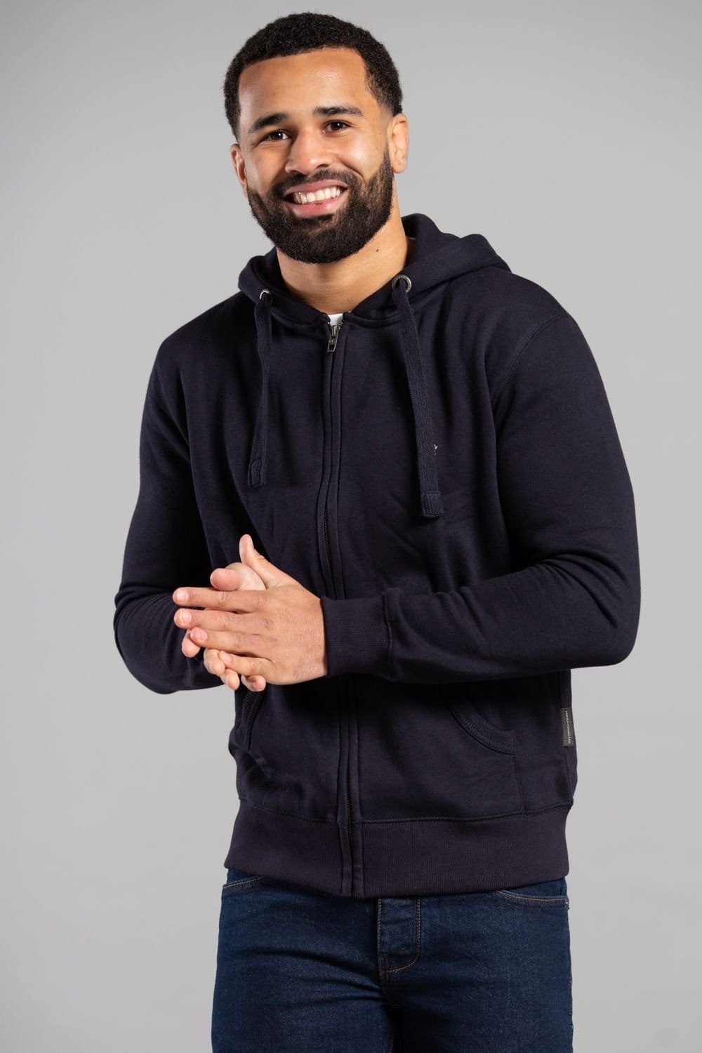 French Connection French Connection Men's Cotton Blend Zip Hoody in Navy - 4