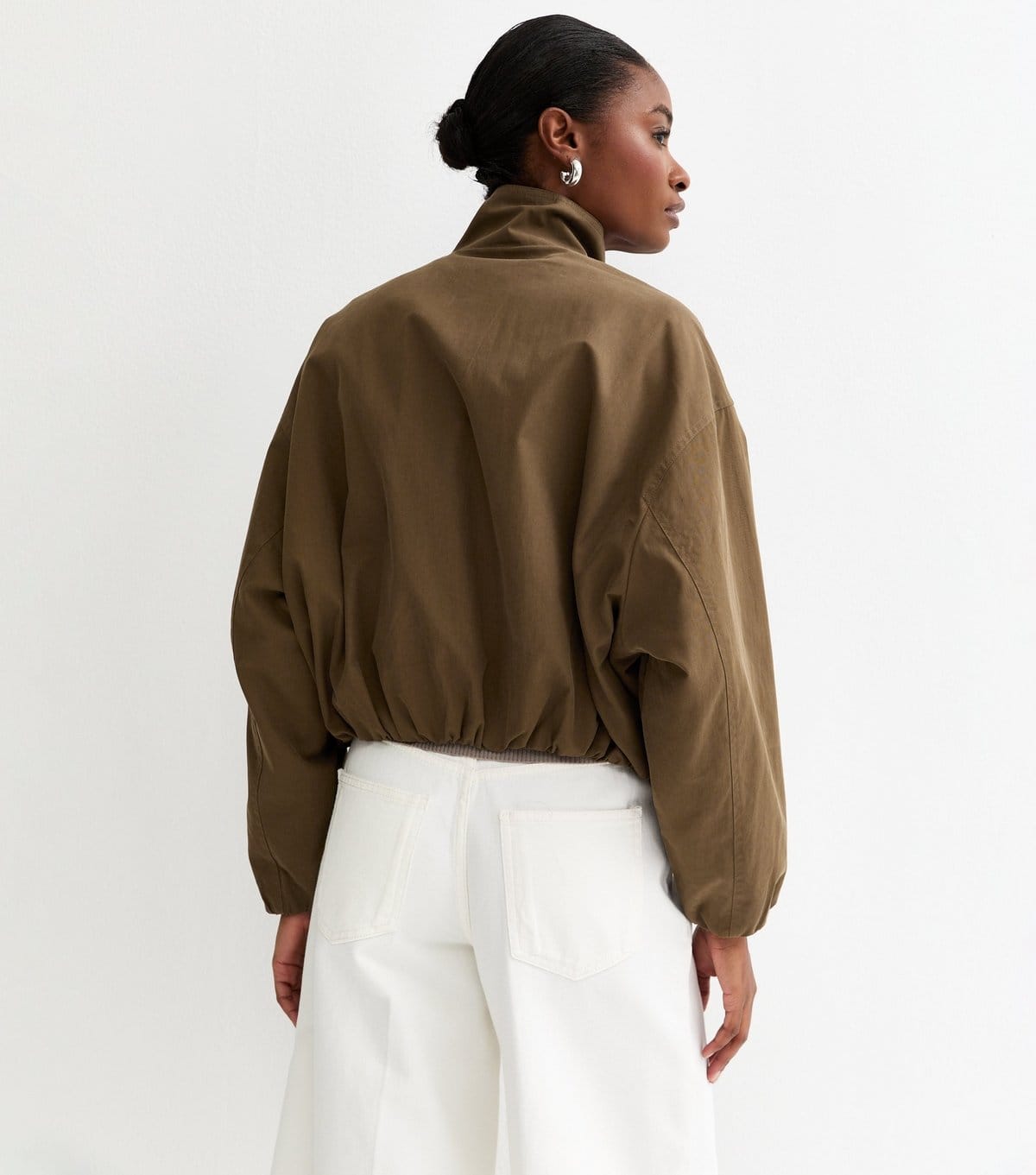 New Look Women's Khaki Brown High Neck Bubble Hem Jacket New Look - 4