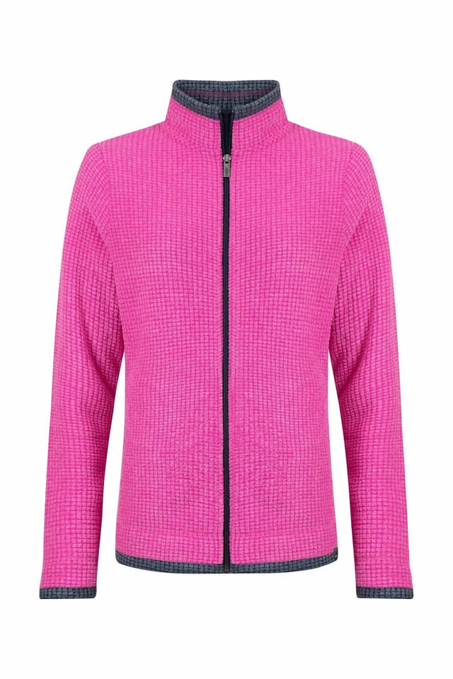 Weird Fish Weird Fish Women's Ariana Full Zip Grid Fleece in Bright Pink - 2