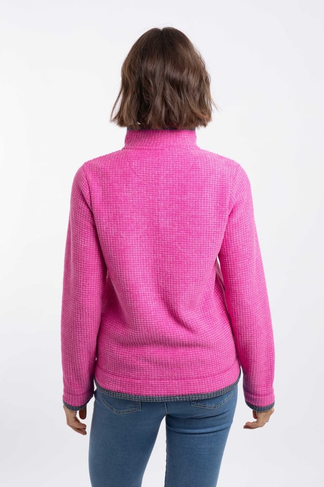Weird Fish Weird Fish Women's Ariana Full Zip Grid Fleece in Bright Pink - 3