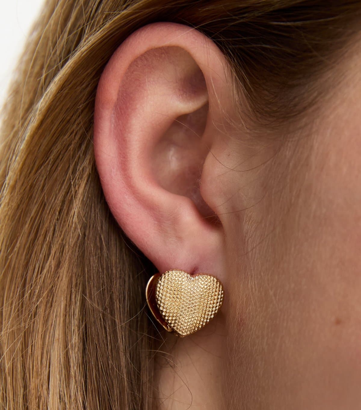 New Look Gold Tone Double Sided Heart Earrings New Look