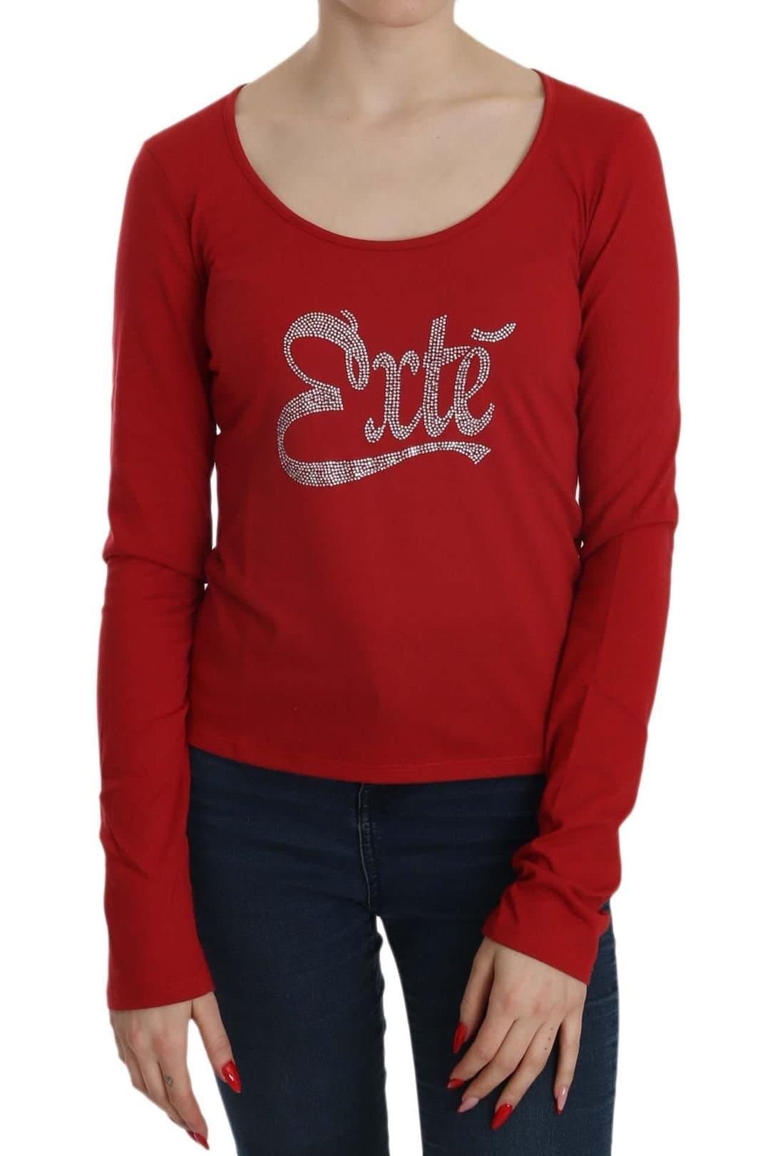 Exte Exte Women's Red Crystal Embellished Long Sleeve Blouse