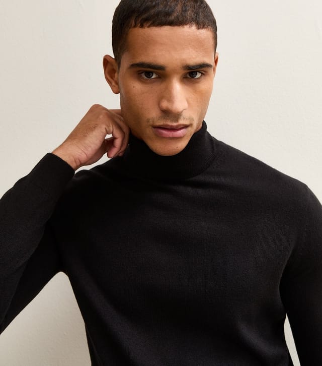 New Look Men's Black Slim Long Sleeve Roll Neck Jumper New Look - 3