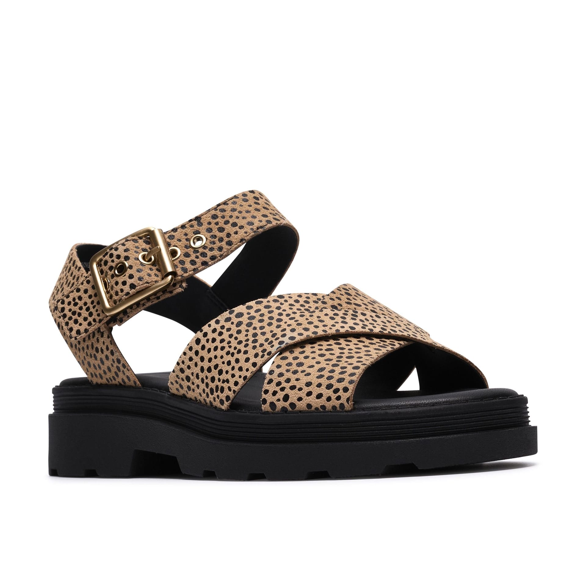 Clarks Clarks Women's Orinoco3 Cross Animal Print Flat Sandals in Brown - 4