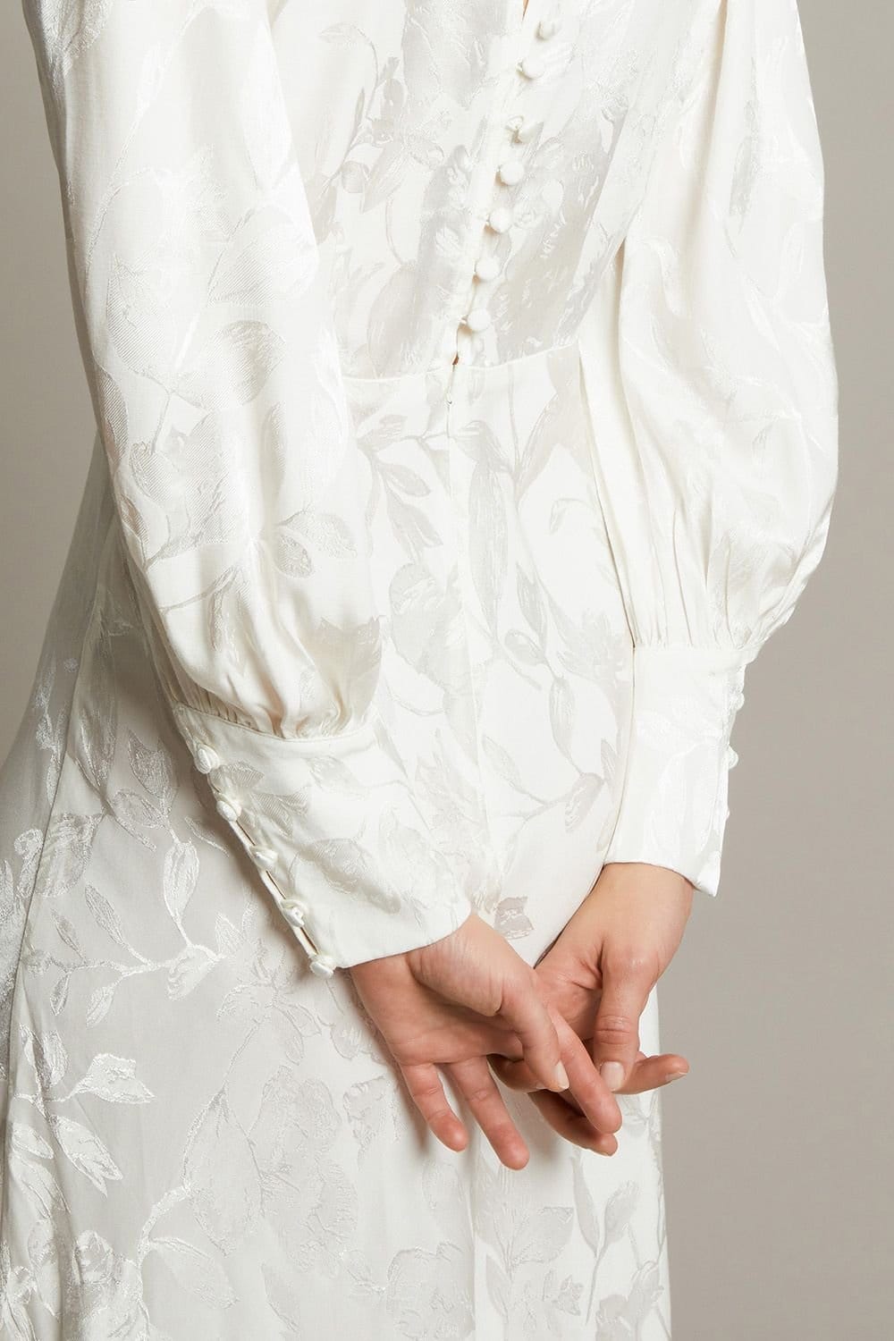 Monsoon Monsoon Women's Grace Long Sleeve Satin Wedding Dress Ivory - 4