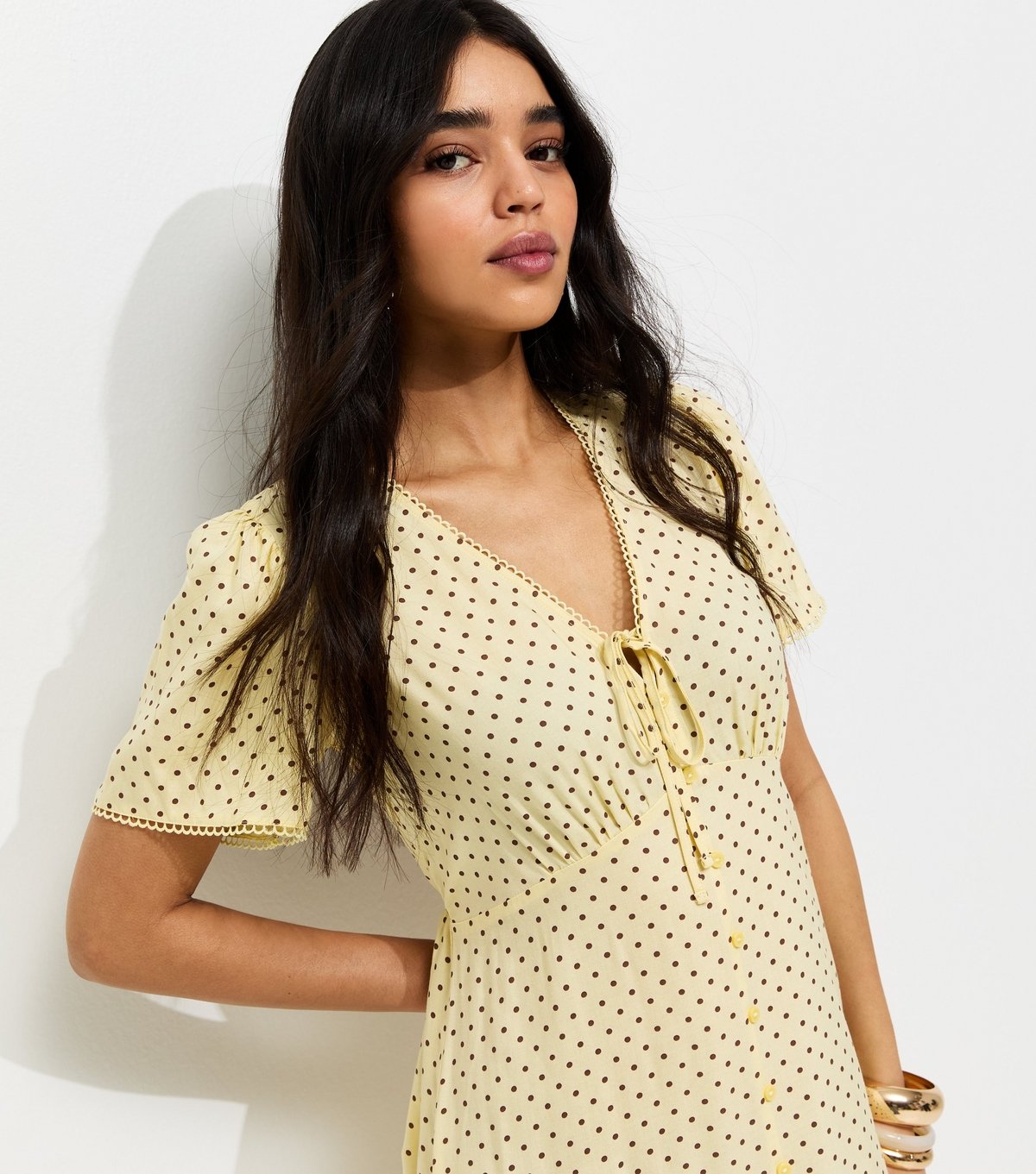 New Look Women's Light Yellow Button Through Tea Midi Dress New Look - 2