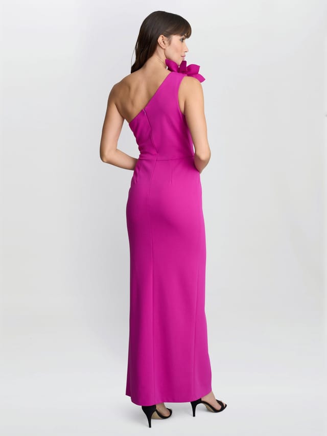 Gina Bacconi Gina Bacconi Women's Portia One Shoulder Flower Maxi Dress in Fuchsia - 2