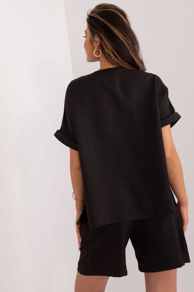 Love Lace Love Lace Women's Cotton Polyester Shirt Shorts Set in Black - 3