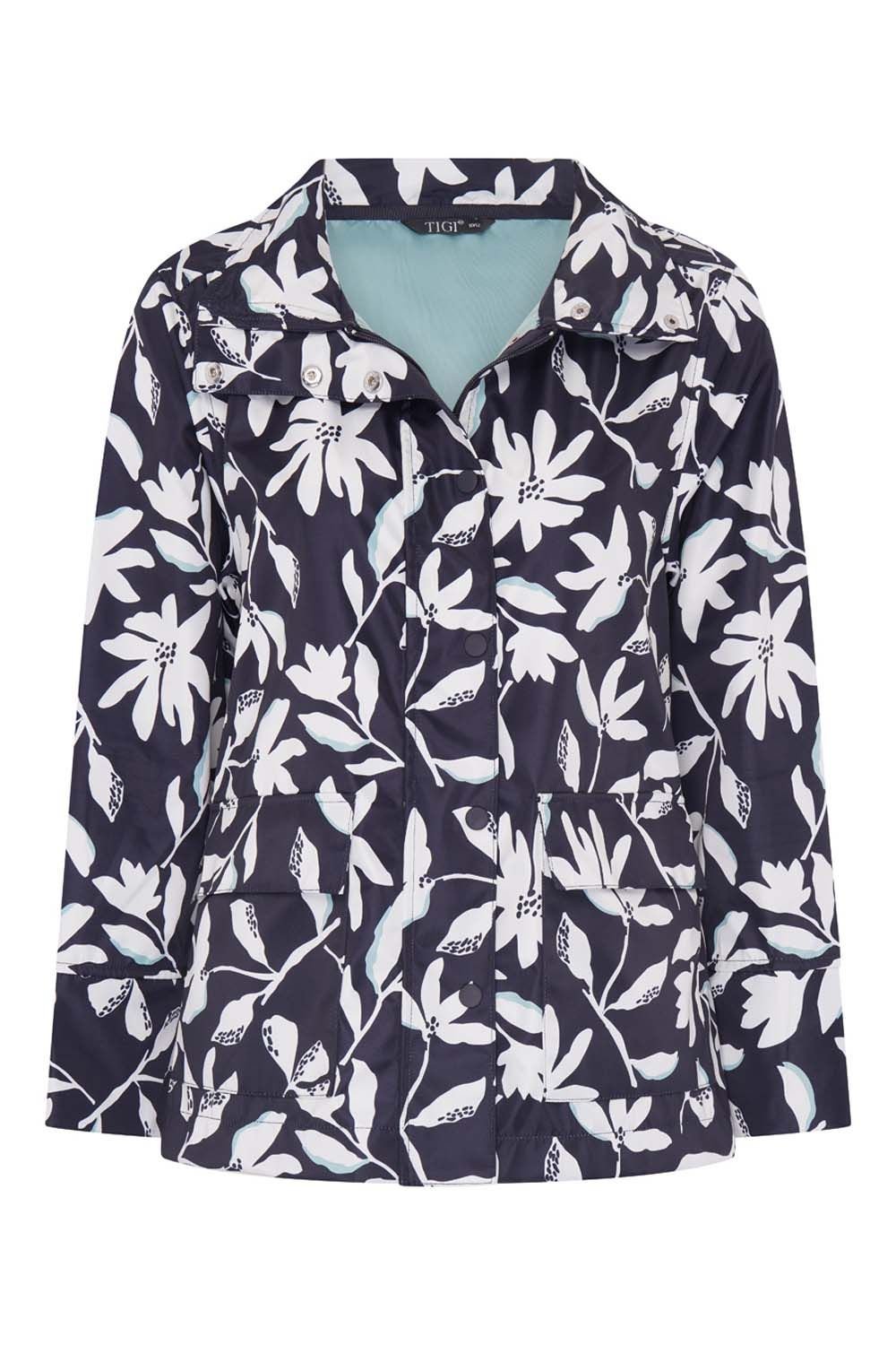 Tigi Tigi Women's Relief Floral Raincoat in Navy - 2