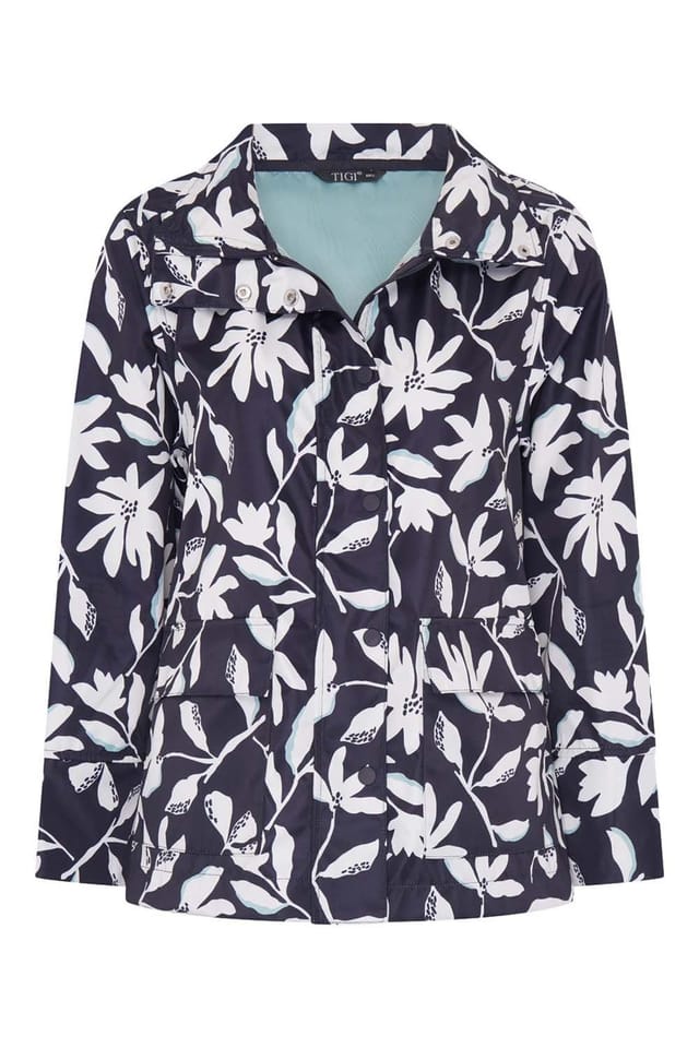TIGI Tigi Women's Relief Floral Raincoat in Navy - 2
