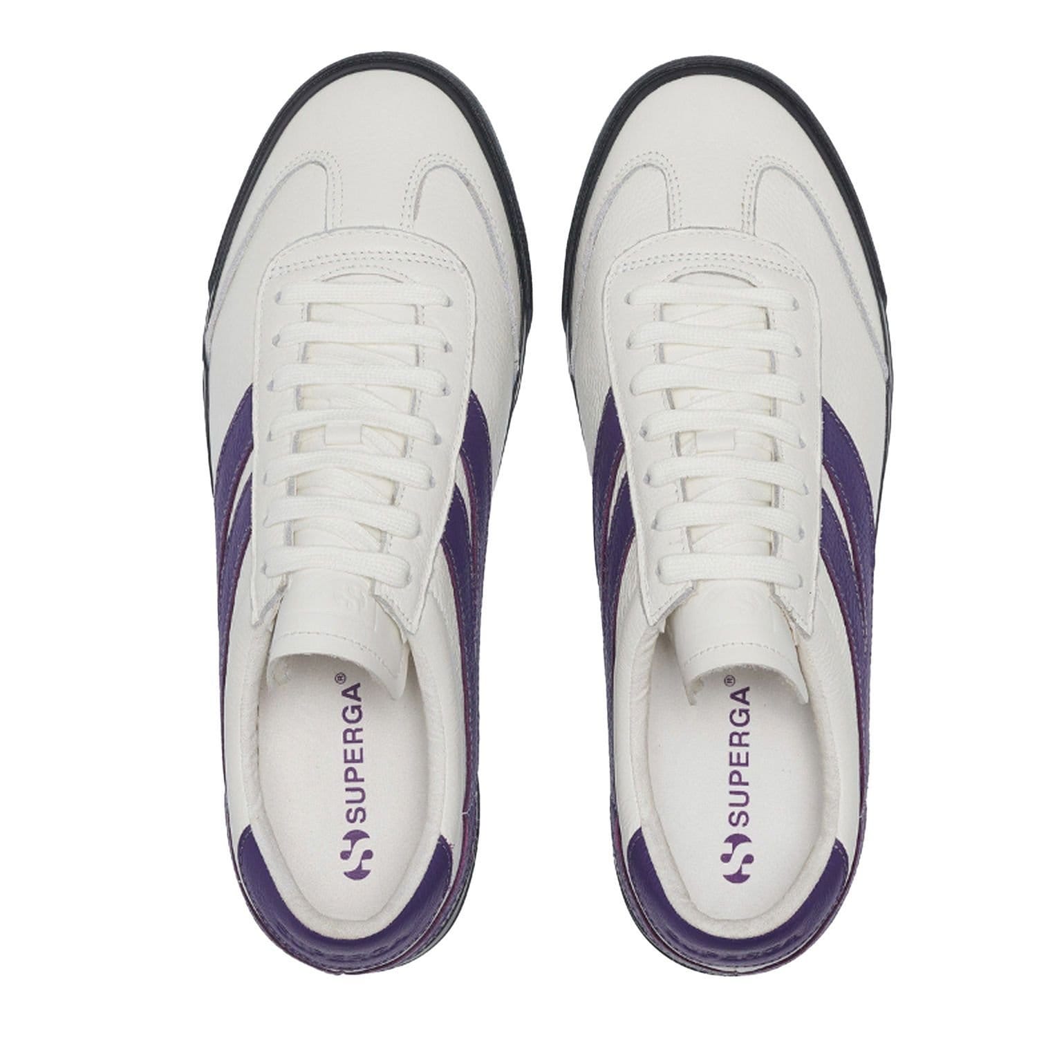 Superga Superga Men's 4834 Club S Swallow Contrast Detail Leather Trainers in Off-White - 4