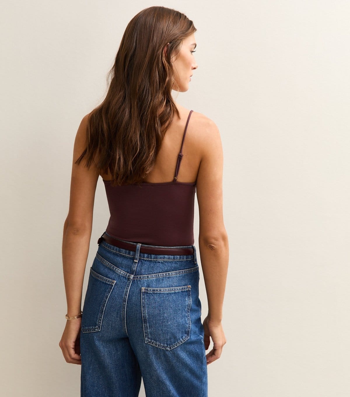 New Look Women's Burgundy Ribbed Jersey Lace Trim Bodysuit New Look - 4