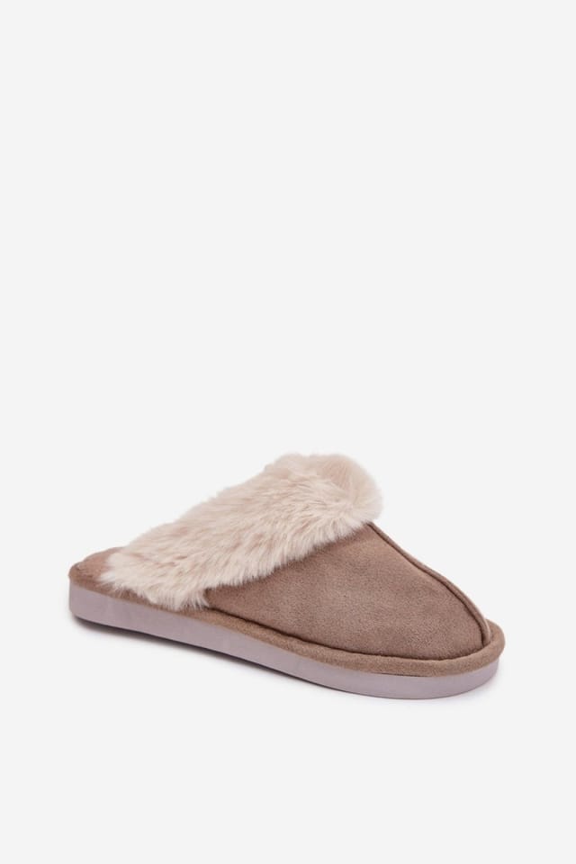 Love Lace Love Lace Women's Suede Fur Trim Insulated Slippers with Wide Covered Toes in Beige - 2