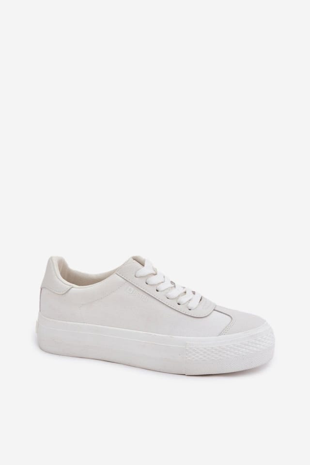 Love Lace Love Lace Women's Big Star Platform Sneakers Textile Lace Up Everyday in White - 2