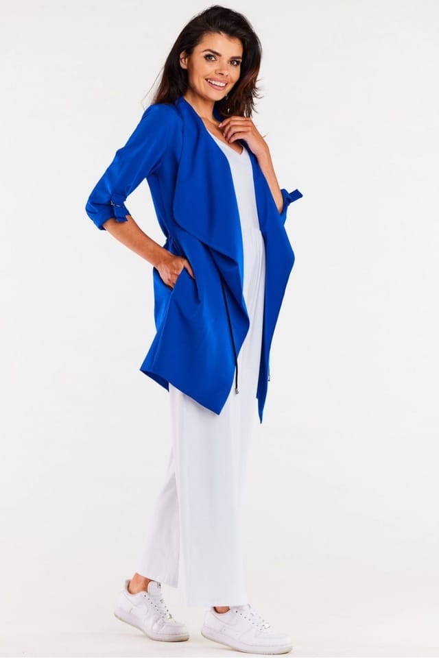 Love Lace Love Lace Women's Loose Frock Coat with Roll Up Sleeves Poland in Blue - 2