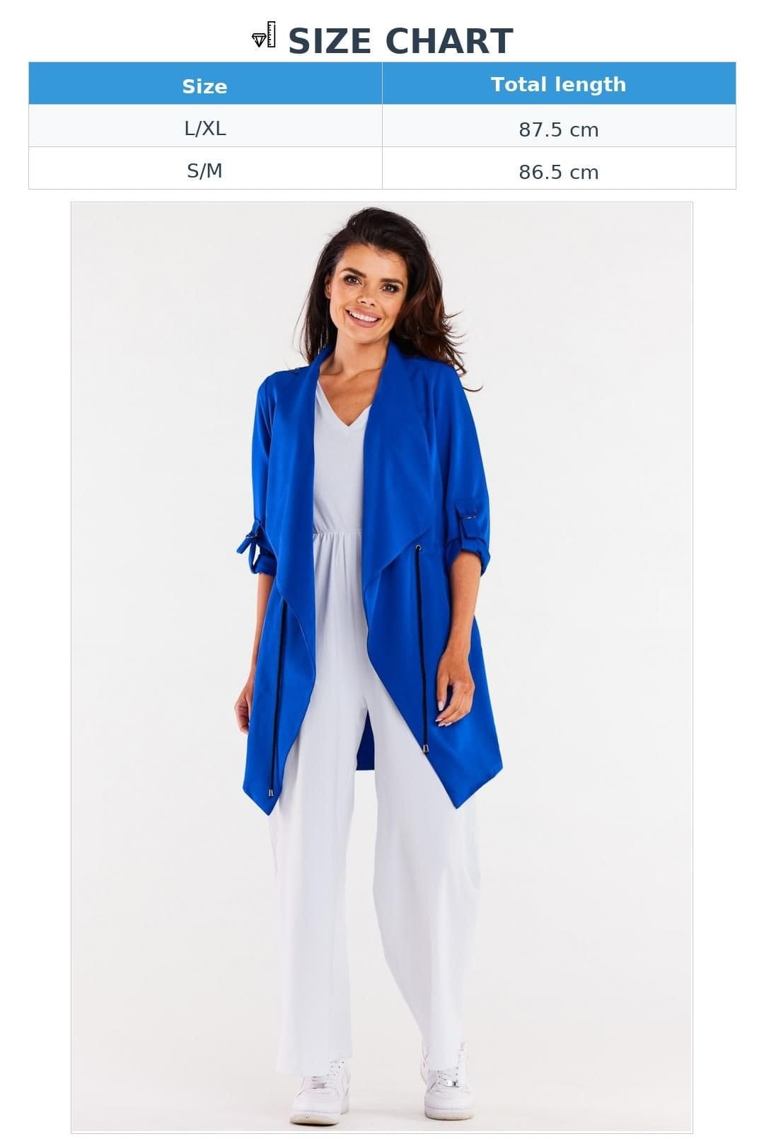 Love Lace Love Lace Women's Loose Frock Coat with Roll Up Sleeves Poland in Blue - 4