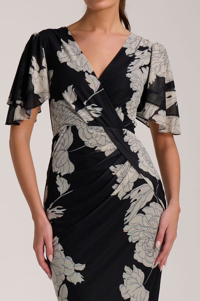 Jolie Moi Jolie Moi Women's Angel Sleeve Ruched Mesh Bodycon Dress - 3