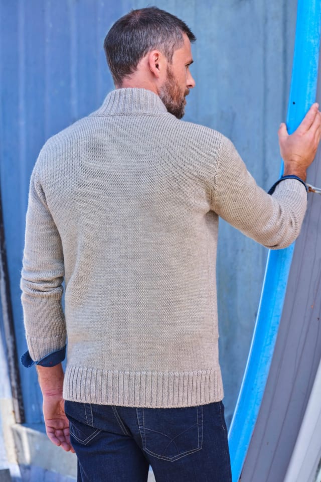 WoolOvers WoolOvers Men's Mens 100% Pure Wool Button Everyday Cardigan in Light Beige - 3