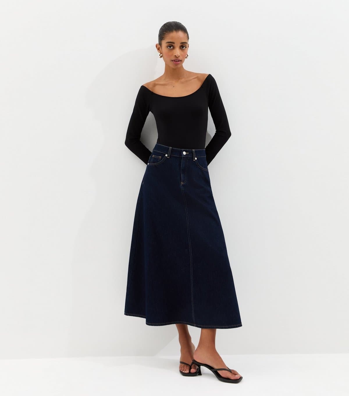 New Look Women's Indigo Wash Denim Circle Midi Skirt New Look