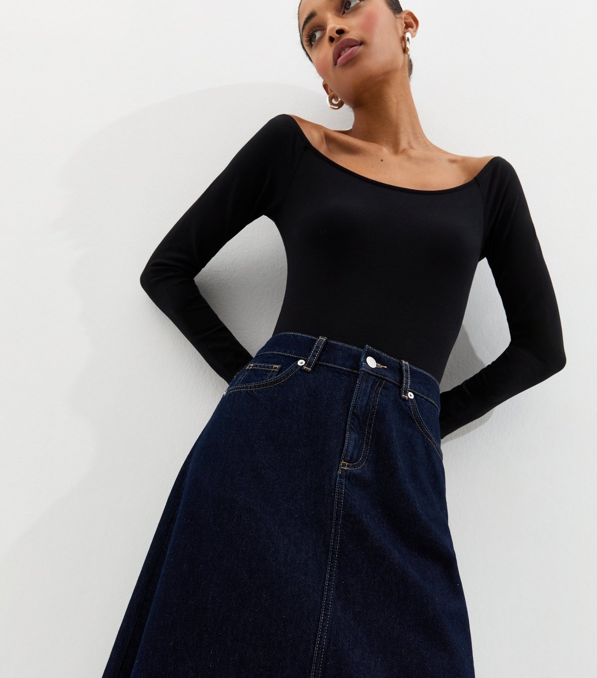 New Look Women's Indigo Wash Denim Circle Midi Skirt New Look - 3