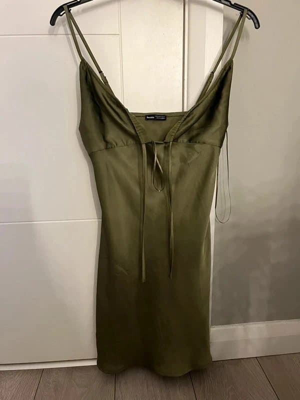 Bershka Green satin mini dress