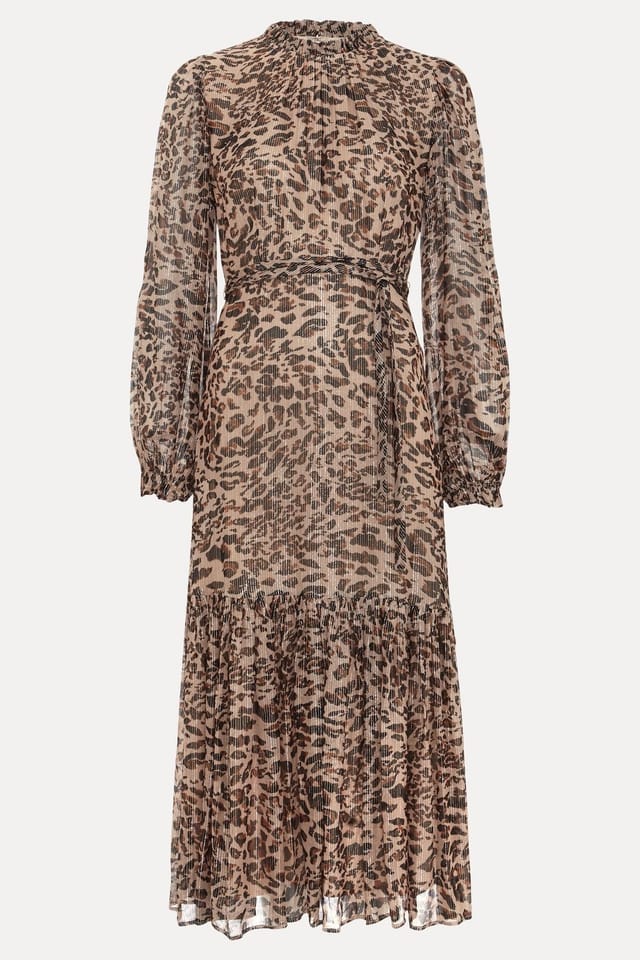 Phase Eight Phase Eight Women's Eve Shimmer Leopard Print Midi Dress in Light Tan - 2
