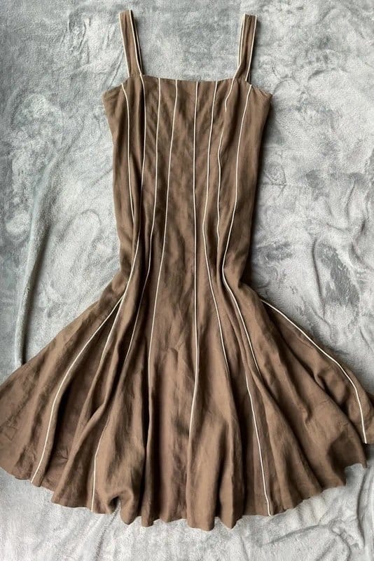 Fenn Wright Manson Mocha Brown Linen Midi Dress