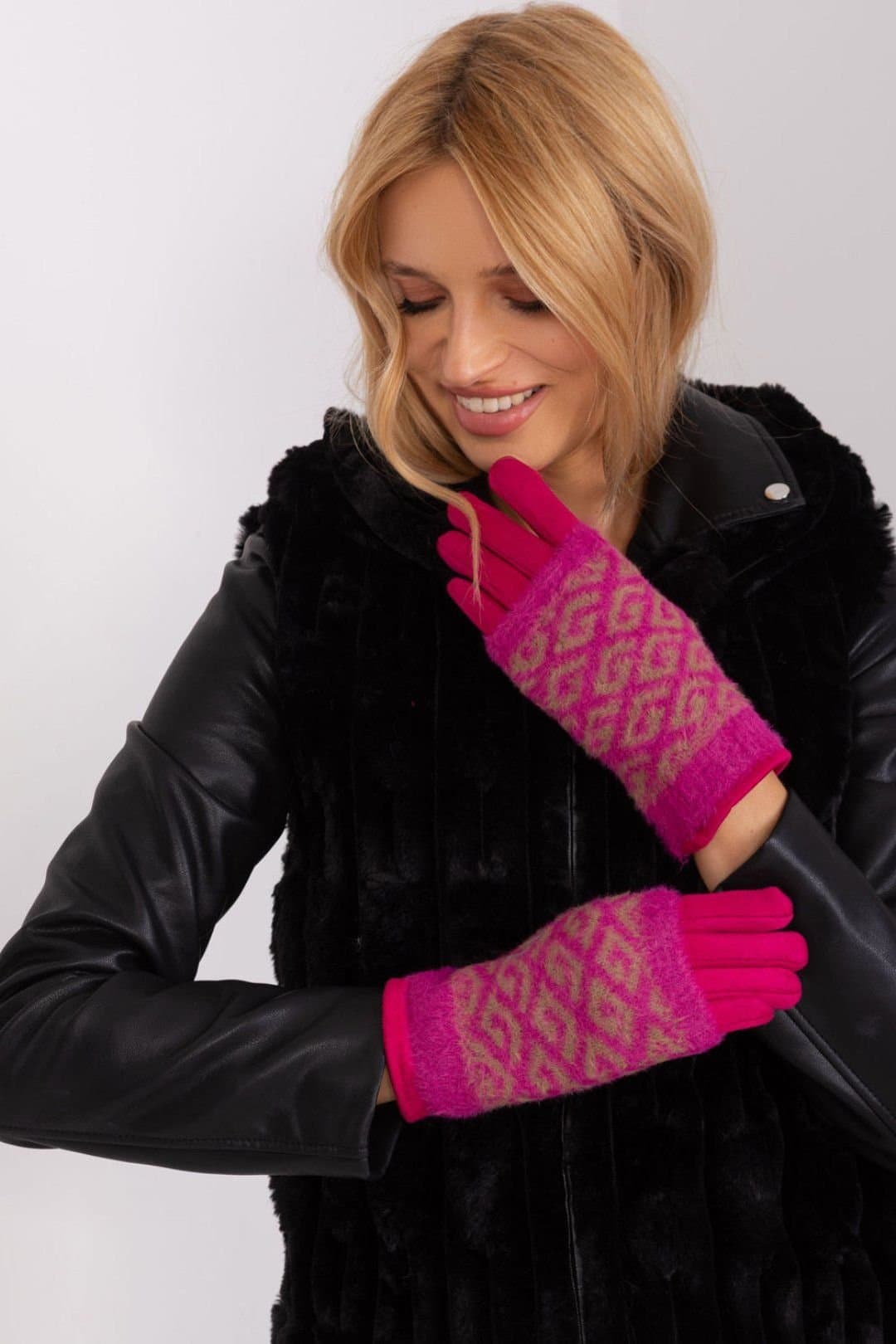 Love Lace Love Lace Women's Embroidered Flower Insulated Pull Off-Phone Touch Warm Gloves in Pink