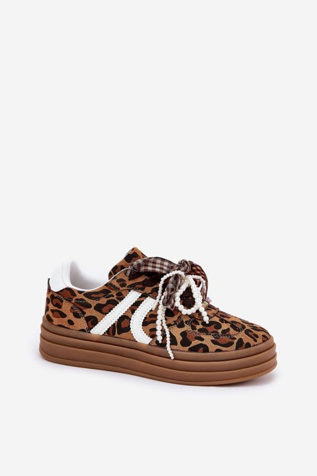 Love Lace Love Lace Women's Stylish Platform Sneakers in Suede with Charm Laces in Brown - 2