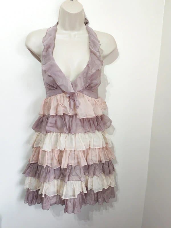 New Look New Look vintage y2k pink lilac frill ruffle tiered silk halter babydoll dress 10 12