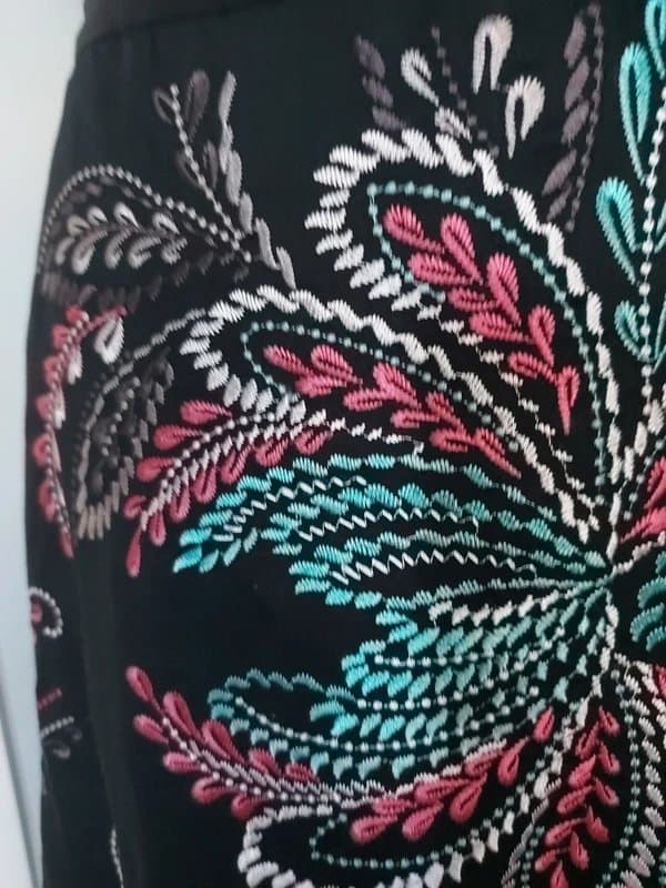 Monsoon Size 16 - Monsoon - Summer Skirt - Embroidered Black Pink Aqua
