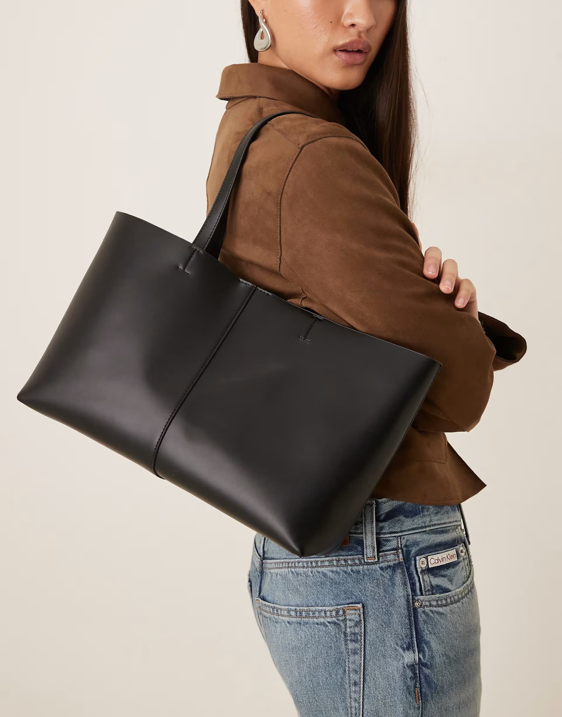 ASOS Mango faux leather shopper bag in black