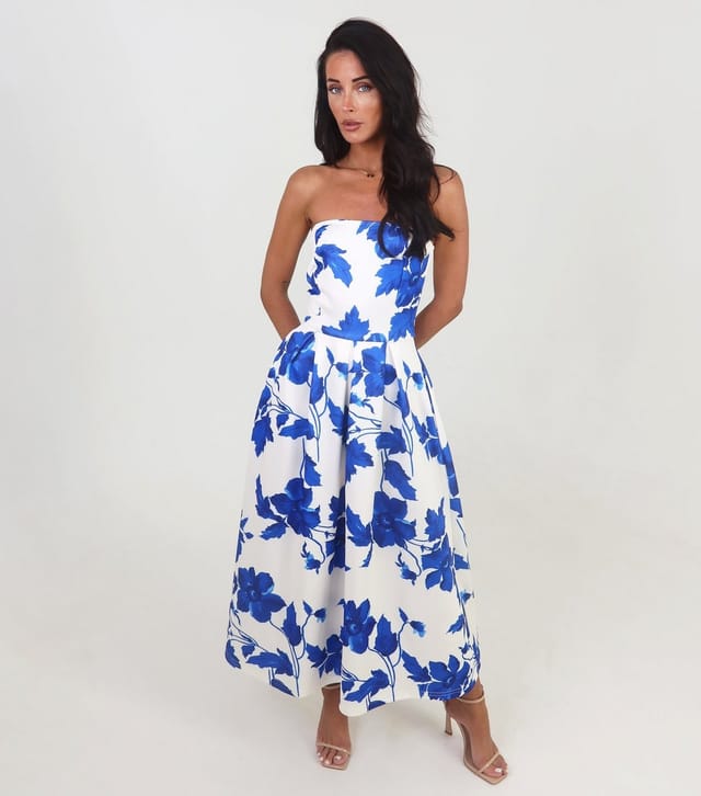 AX Paris Women's Blue Bandeau A-Line Midi Dress AX Paris New Look - 2