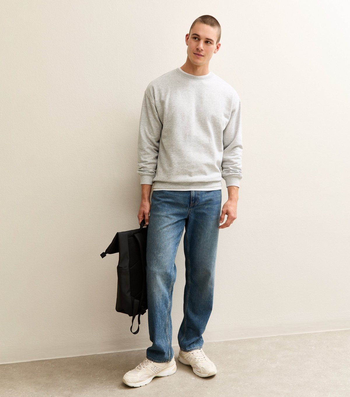 New Look Men's Grey Oversized Crew Neck Sweatshirt New Look - 3