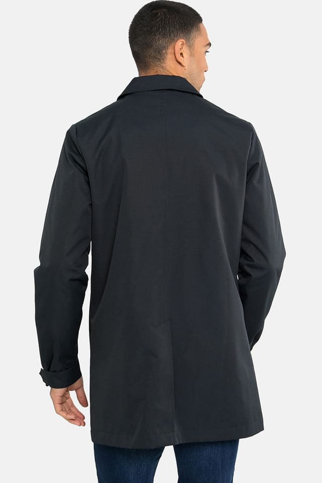 Threadbare Threadbare Men's 'Gretna' Showerproof Longline Tailored Mac in Navy - 2